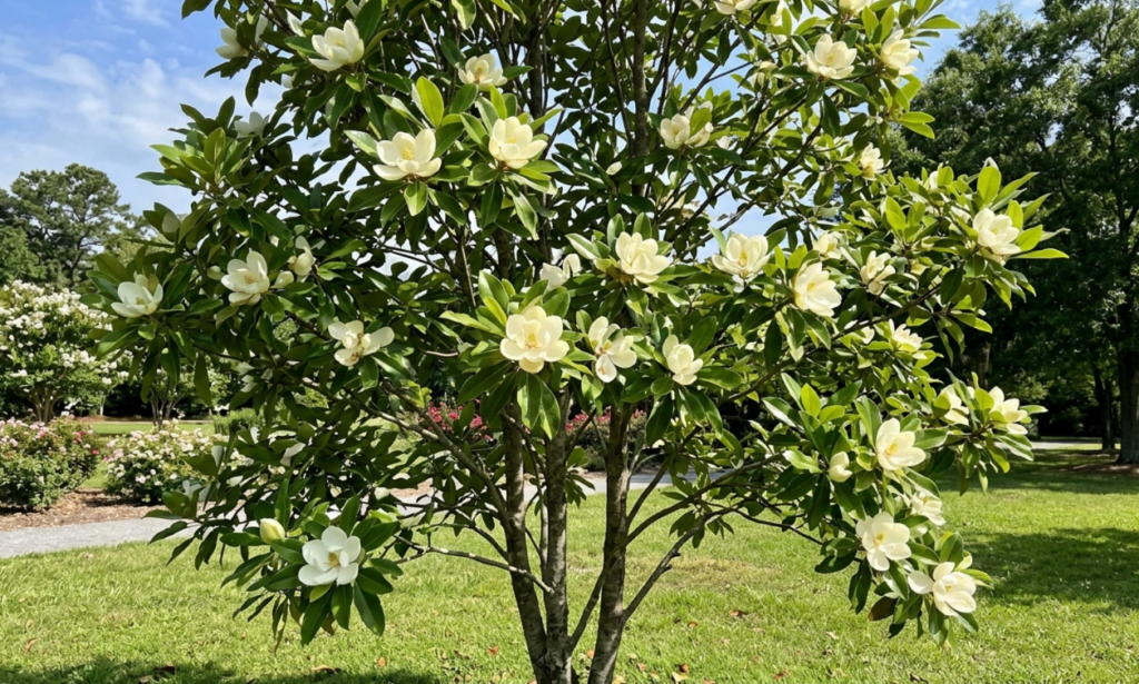 sweetbay magnolia tree in bloom