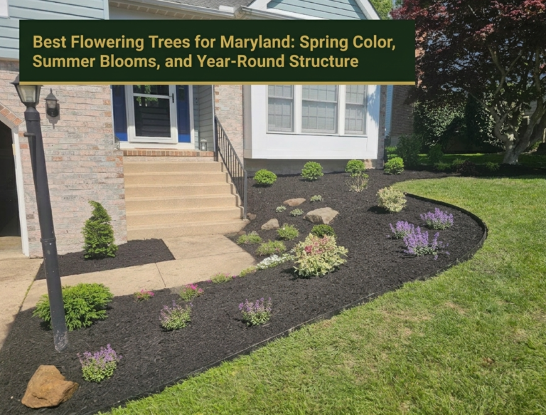 Flowering trees in bloom in a Maryland landscape