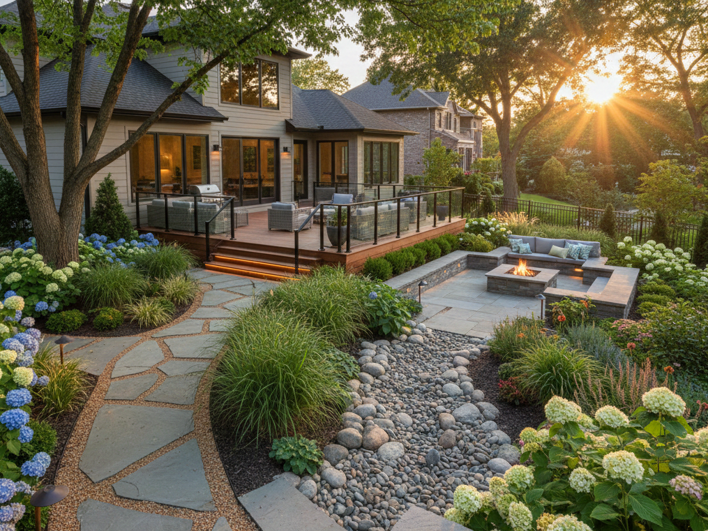 Maintained planting beds and lawn on a Maryland property